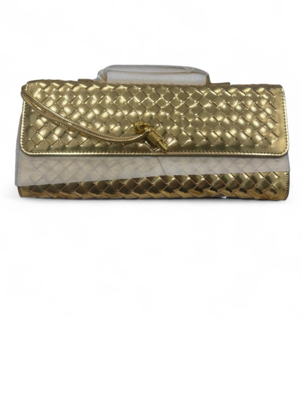 Gold Woven  Top-Handle Clutch - Picture 5 of 6